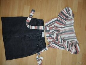 Denim riflova sukňa+ top pull&bear