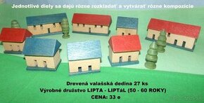 RETRO drevená  HRAČKA - stavebnica 50 - 60 roky