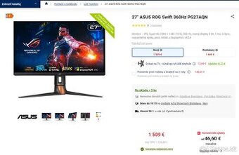 27" ASUS ROG Swift 360Hz PG27AQN