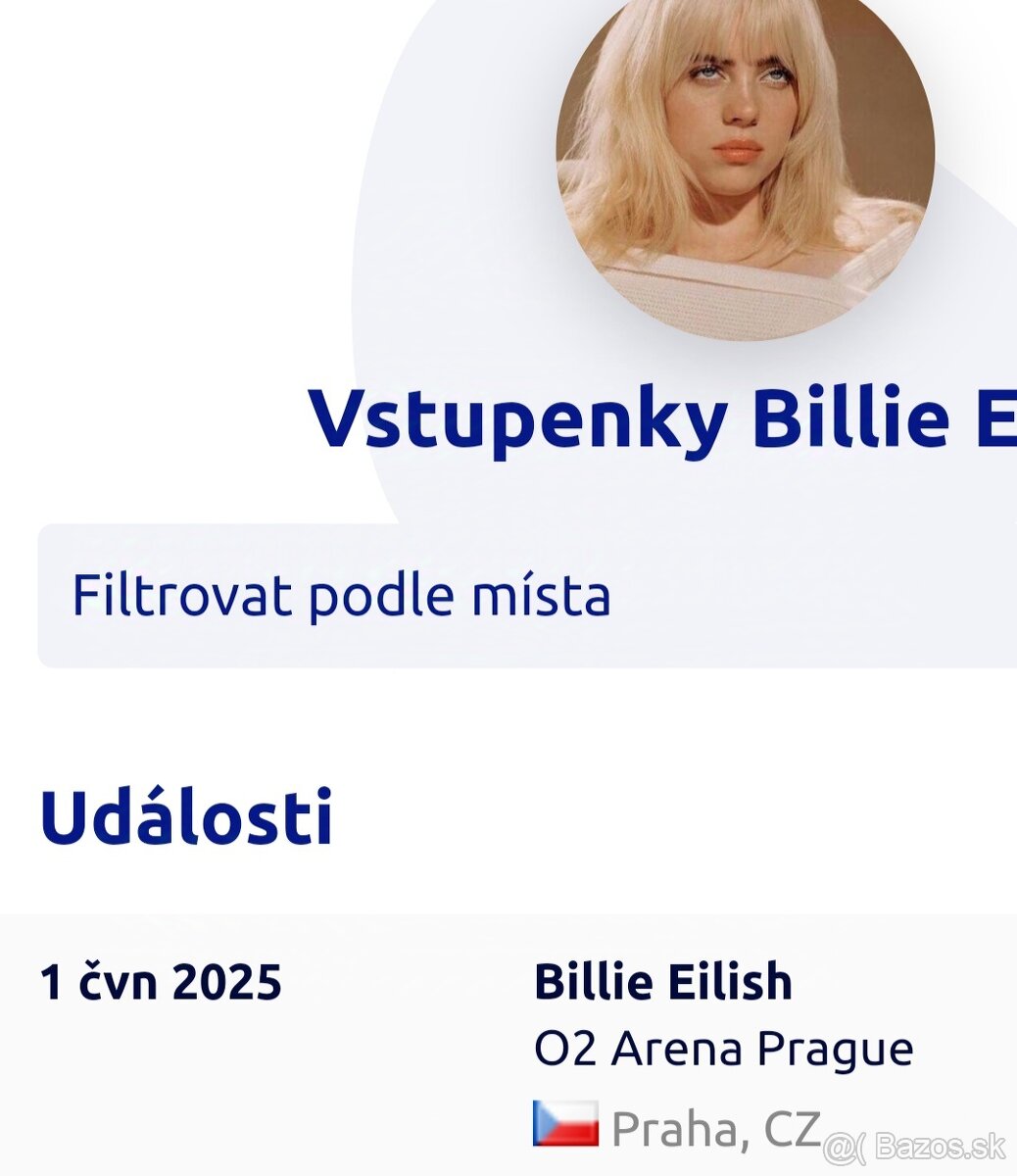 Billie Eilish 1.6.2025 Praha Česká republika Bazoš.sk