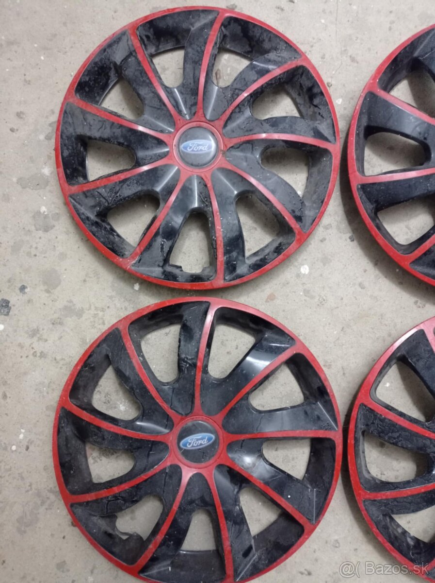 Puklice pre FORD 14" QUAD, Red & Black, 4 ks