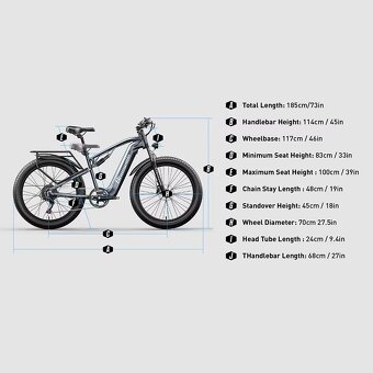 Výkonný fat ebike Shengmilo 26x3.0",500W,17.5Ah 840Wh,50km/ - 20