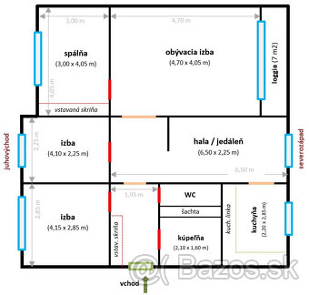 4 izbový zrekonštruovaný byt s halou a s loggiou, 87m2 - 20