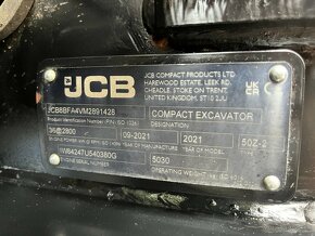 Minibager minirypadlo JCB 50Z-2, 884 motohodiny, 2021rv - 20
