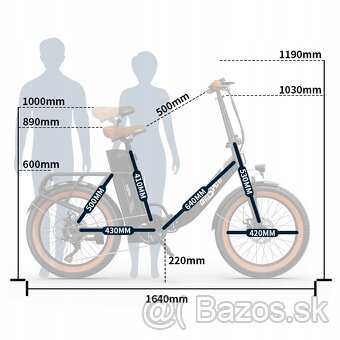 Mestský skladací ebike Onesport 20x3.0",350W,17Ah,25km/h,28 - 20