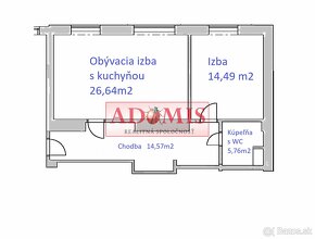 ADOMIS - Predám 2-izbový tehlový byt, 66m2,, TOP lokalita, P - 20