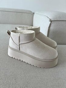 Ugg platform mini dámske čižmy béžové krémové - 20