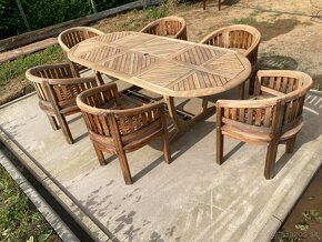 TEAK - Exkluzivny set - XXL Stol a 6 kresiel banana - 2