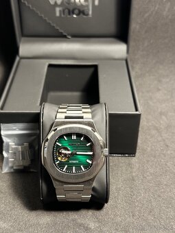 Seiko mod Nautilus Open Heart Green - 2