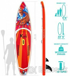 nový nepoužitý Paddleboard 350cm 160kg oranžový KOI dizajn - 2