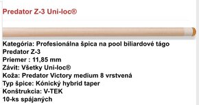 Biliardové tágo Lucasi LH 40 Hybrid + špica Predator Z-3 - 2