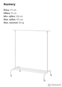 Vešiak na šaty, biela IKEA RIGGA - 2