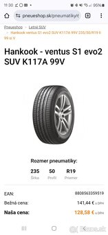 Letné Pneumatiky Hankook Ventus S1 evo2 suv 235/50 R19 99V - 2