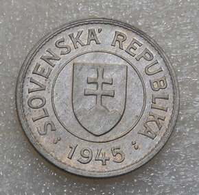 Mince 1 Koruna 1945 UNC stav - Slovenský štát Rezervované - 2