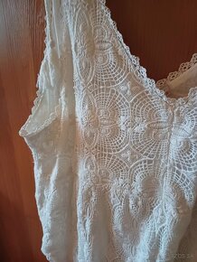 Dámska biela macrame tunika pre moletky xxxl - 2