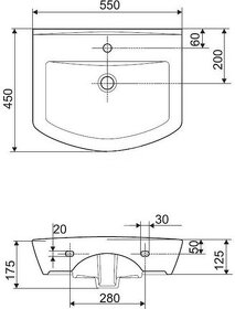 Cersanit Olimpia 55 umývadlo na skrinku - 2