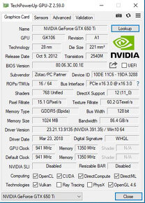 ZOTAC NVIDIA GTX 650Ti ITX 1GB GDDR5 - 2