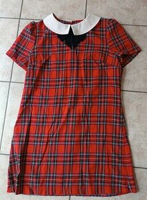 Červené kárované šaty (90s preppy schoolgirl s golierom) - 2