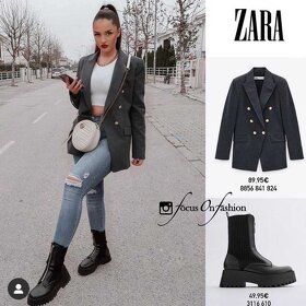 ZARA - členkové ponožkové čižmy s rovnou podrážkou a zipsom - 2