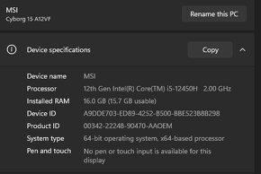 Herný notebook MSI Cyborg 15 A12V - 2