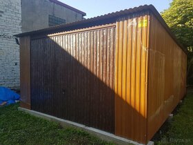 PLECHOVÁ GARÁŽ 4 X 5m IMITÁCIA DREVA - 2