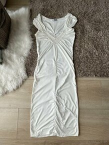 Elastické biele bodycon šaty, veľkosť S - 2