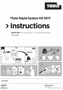 Thule kit 1673 pre VOLVO V60 2011-2019 - 2