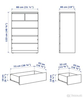 Ikea Malm Komoda, biela pekný stav - 2