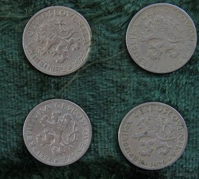 4 ks mincí 1 koruna CSR 1922,1923,1924,1929 - 2