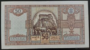 50 KORÚN SLOVENSKÝCH ROK 1940 - SŠ - PERFOROVANÁ - 2