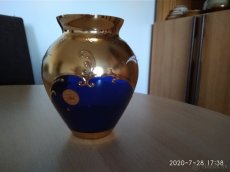 Váza novoborské sklo, vysoký smalt, novodobá - 2
