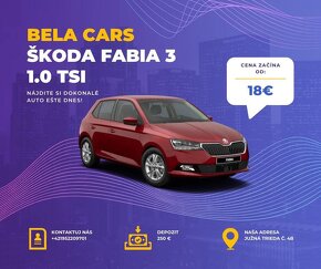 Autopožičovňa Bela cars od 18 eur - 2