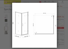 Sprchový kút 90x90x190 - číre sklo - nový - 2