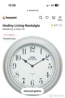 Retro nastenne hodiny Living Nostalgia, top stav - 2