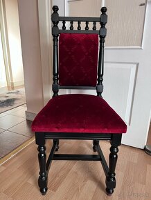 Stoličky masív, čierne s čalúnením - kráľovská bordová - 2