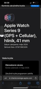 Predám Apple Watch 9 LTE 41mm, v záruke, doveziem - 2