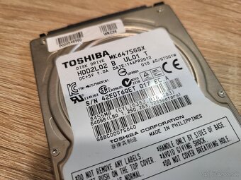 2,5" HDD Toshiba 640GB, model MK6475GSX, zdravie 83 percent - 2