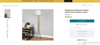 Dizajnová stojanová LED lampa Fellini 155 cm biela / zlatá - 2