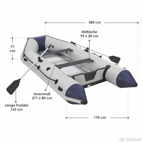 Predám Nafukovací čln s hliníkovým dnom - 3,80 m, šedý - 2