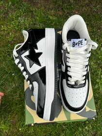 Bapesta black and white, black/white , bathing ape, patent - 2