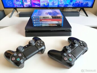 Playstation 4 PS4 SLIM - ovládače - hry - 2