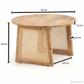 Konferenčný stolík  drevo - ratan - 2
