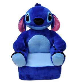 Detské plyšové rozkladacie kreslo 2v1 modrá Stitch - 2