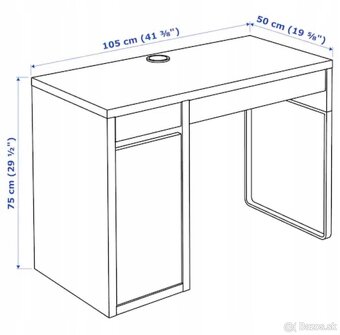 IKEA MICKE Písací stôl antracit červený 105x50 cm - 2