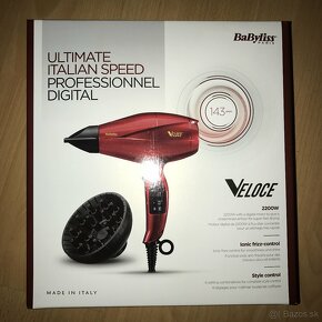 FÉN BaByliss Veloce 2200W červený + darček - 2