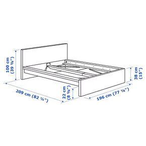 Ikea Malm 180x200, čierna + rošt, bez matracov - 2