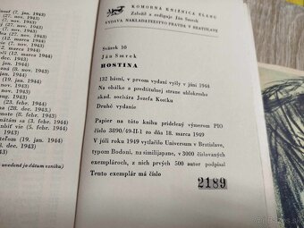 5 x BÁSNE s ČÍSLOVANÍM--1. HOSTINA-J.SMREK-č.výtlačku 2189-- - 2