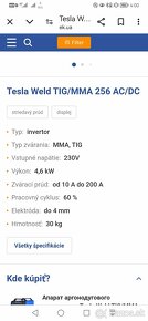 Zvaracka tesla weld tig mma 256 nepouzivana - 2