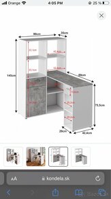 Rohový písací stôl s poličkami - 2