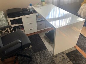 Pracovný stôl biely, vysoký lesk 140,5 x 140,5 cm - 2